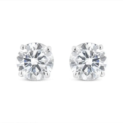 .925 Sterling Silver 1/2 Cttw Miracle Set Princess-cut Diamond Solitaire Stud Earrings (H-I Color, SI2-I1 Clarity)
