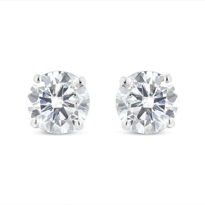 .925 Sterling Silver 1/2 Cttw Miracle Set Princess-cut Diamond Solitaire Stud Earrings (H-I Color, SI2-I1 Clarity)