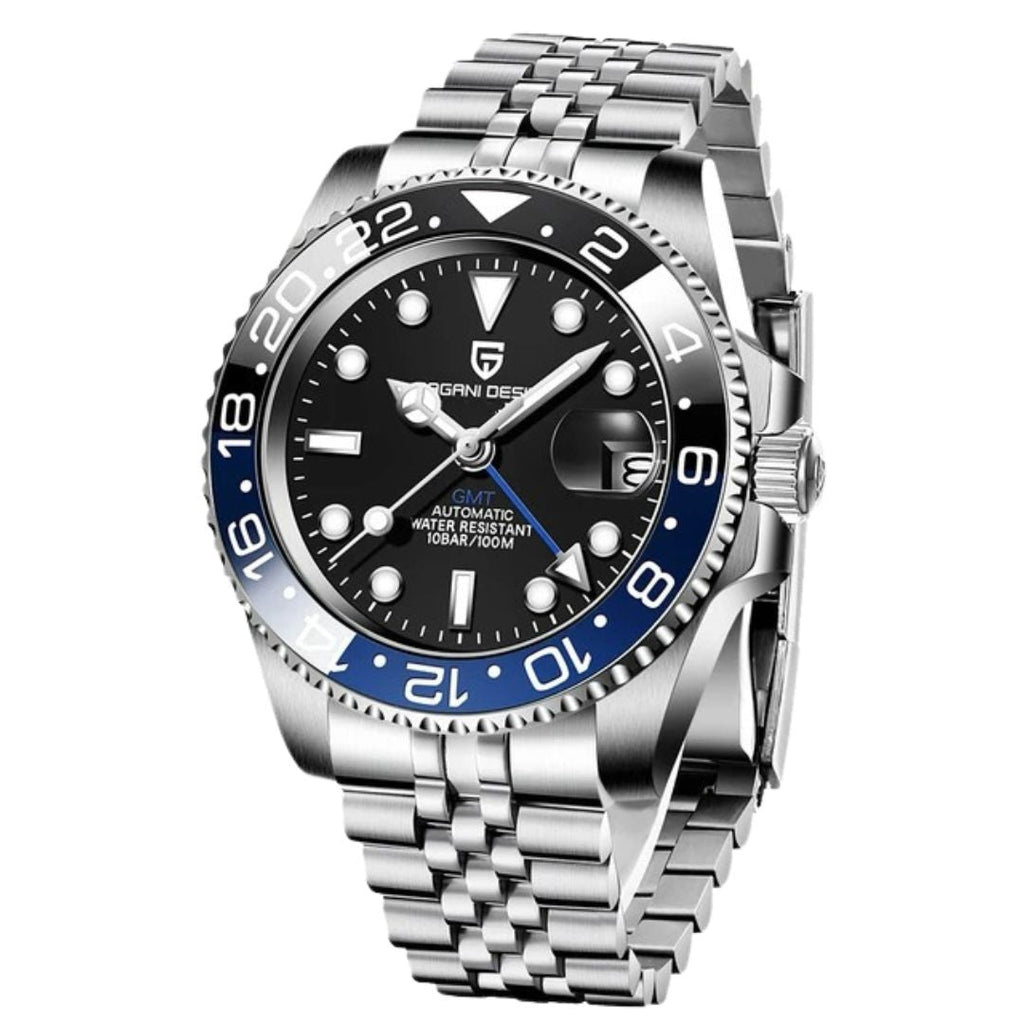 ELEGANCE® P1662 Men Watch Automatic Mechanical GMT Wristwatch Sapphire Glass Stainless Steel 100M Waterproof PAGANI DESIGN Men Watch Store