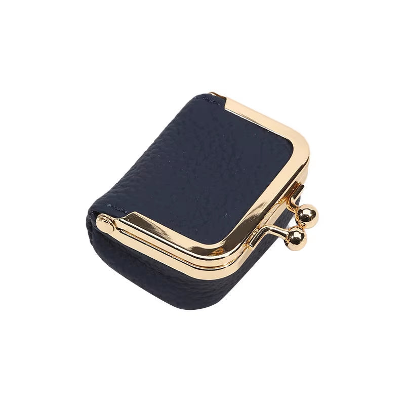 Women'S Solid Color PU Leather Jewelry Box, Ring, Necklace, Earring Storage Mini Coin Wallet Small Bag Kiss Lock