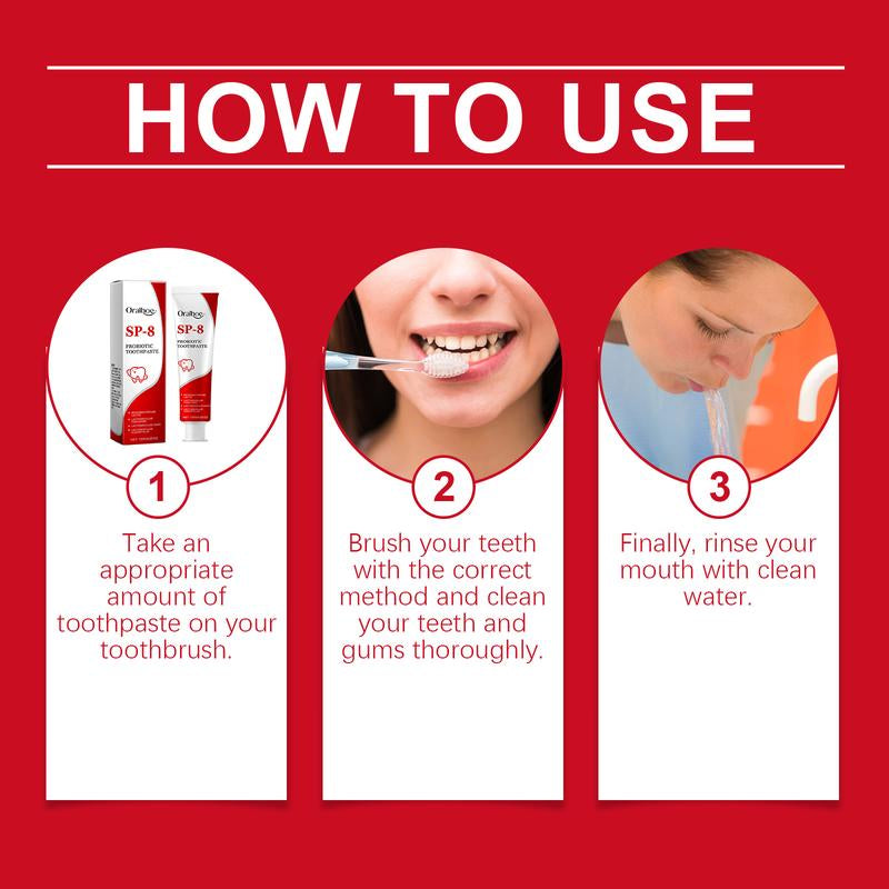 Sp-8 Probiotic Brightening White Toothpaste for Deep Cleaning and Care of Teeth,Oral Care,Whitening,Stain Removal,Brightening White Mint Toothpaste