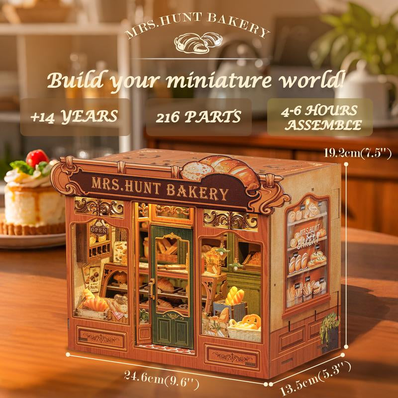 【MRS.HUNT BAKERY】CUTEBEE Dollhouse Miniature with Furniture, DIY Wooden Dollhouse Kit plus Dust Proof, Creative Room Idea