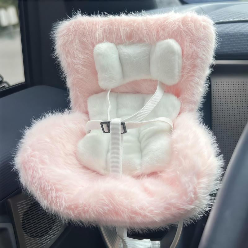 Labubu Car Seat for Dolls with Soft Furry Cushion, Air Vent Clip and Desktop Stand, Cute and Functional Car Ornament for Labubu Fans and Doll Collectors