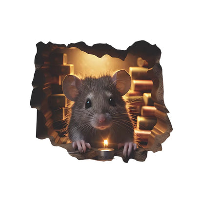 Cartoon Cute Little Mouse Hole Wall Stickers Kids Room Decoration PVC DIY Bedroom Mural Mous Reading Cooking Home Decor Declas