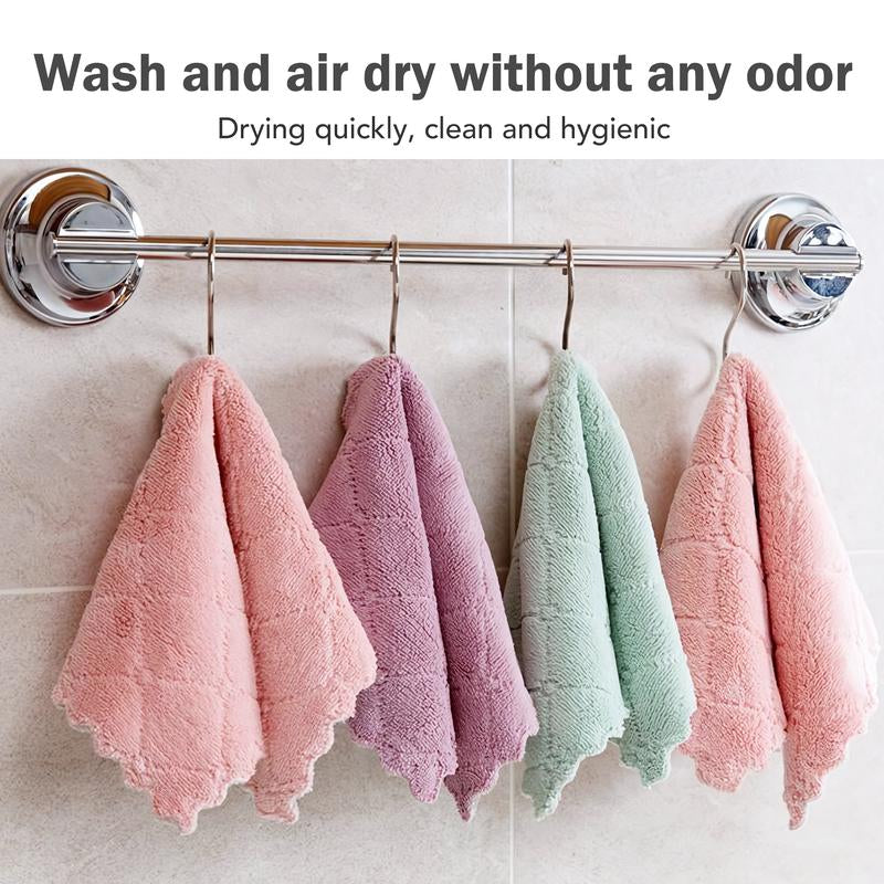 10 Counts Cleaning Cloth for Kitchen, Microfiber Premium Fabric Cloths, Double-Sided Dish Cleaning Cloths, Reusable Multi-Function Home Cleaning Cloth, Random Colors