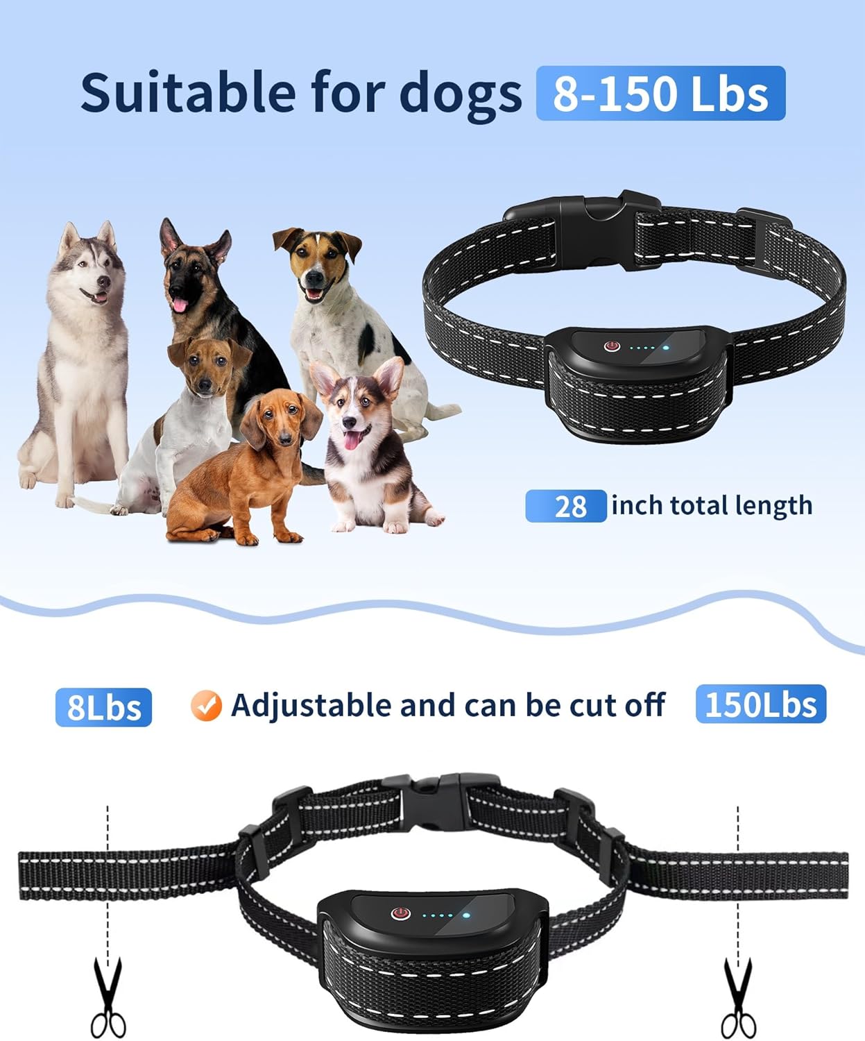 Dog Training Collar with Remote - Waterproof Shock Collar for Dogs Adjustable Levels (1-99) Beep Vibration Shock Flashlight Rechargeable Dog E Collar for Training Small Medium and Large Dogs