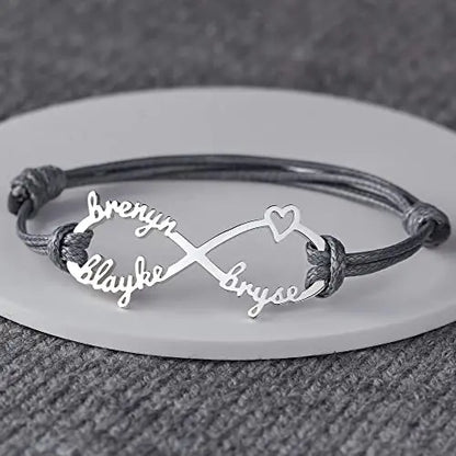 Mom Bracelet With Kids Names, Infinity Bracelet With Names,Mom Jewelry Green Millie