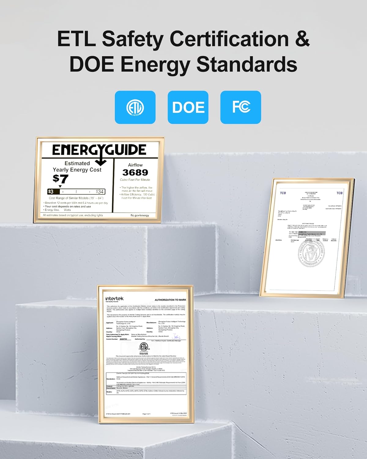 CubiCubi Ceiling Fan, 52&#34; Low Profile Ceiling Fans with Lights and Remote/APP Control, Flush Mount, 5CCT, Stepless Dimmable, Super Quiet, 6 Speeds, Modern Ceiling Fans for Bedroom Living Room, Black