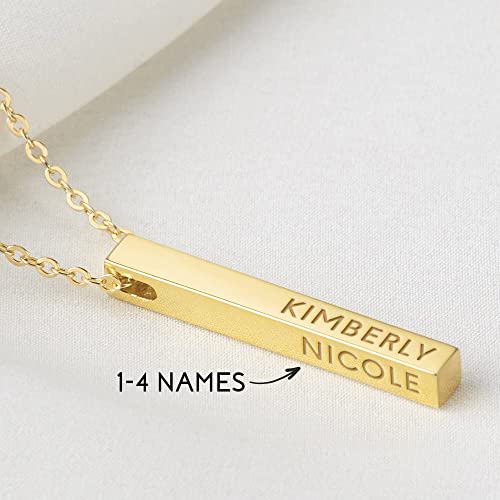 Personalized Mother Necklace, 4 Side Bar Necklace, Kids Names Necklace Green Millie