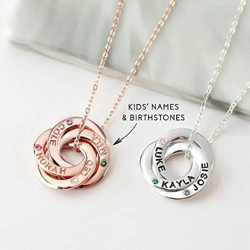 View details for Mom Necklace With Kids Names Birthstones, Children Birthstone Jewelry 