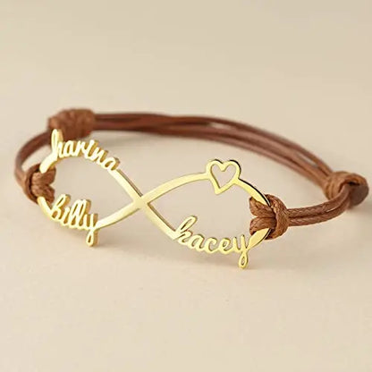 Mom Bracelet With Kids Names, Infinity Bracelet With Names,Mom Jewelry Green Millie