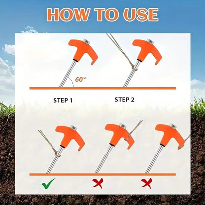 Screw in Tent Stakes 4 Pcs Tent Stakes Heavy Duty - Ground Anchors Screw in Tent Pegs Camping Stakes Metal Threaded Spikes