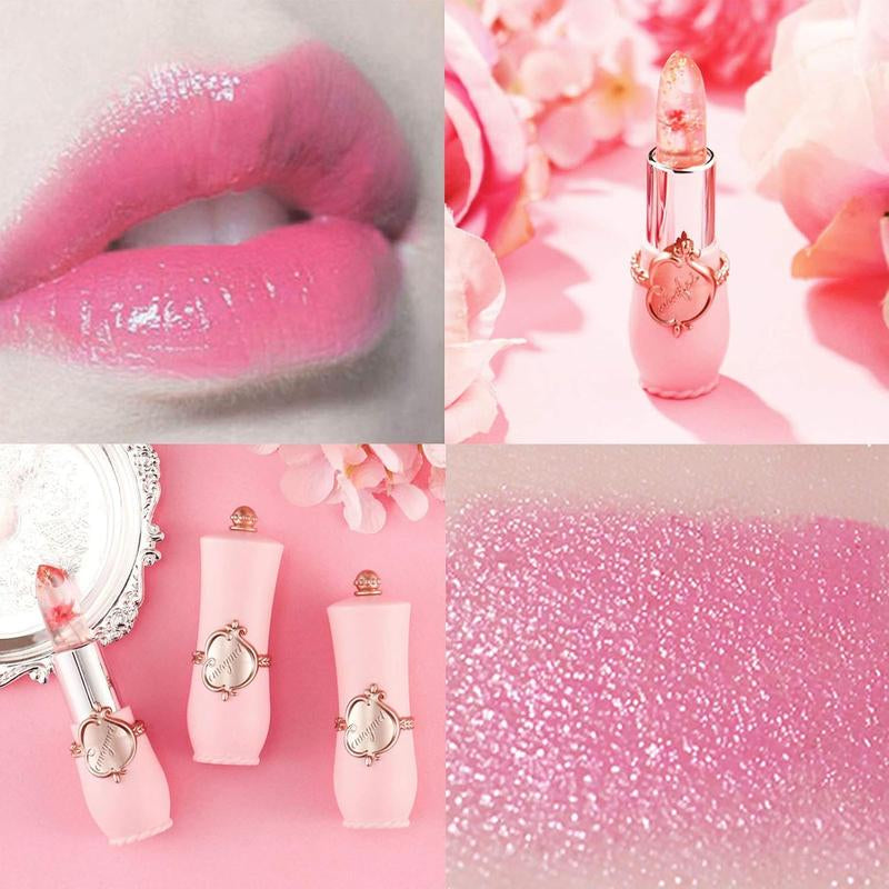 6-Pack Crystal Flower Jelly Lipstick – Long-Lasting Moisturizing Lip Balm, Magic Temperature-Activated Color Change Lip Gloss Makeup Moisturizer