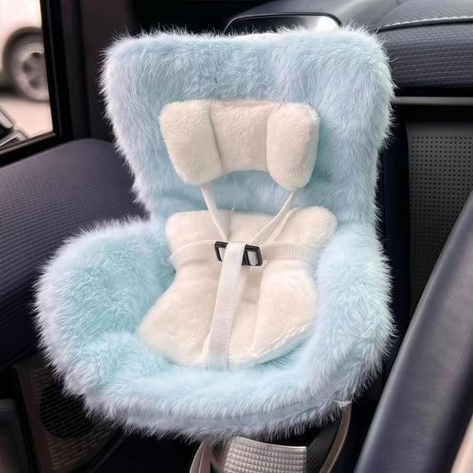 Labubu Car Seat for Dolls with Soft Furry Cushion, Air Vent Clip and Desktop Stand, Cute and Functional Car Ornament for Labubu Fans and Doll Collectors
