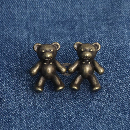 2Pcs Adjustable Jean Buttons Pins Cute Bear Pants Button Pins No Sew and Tools Instant Pant Waist Tightener for Loose Jeans