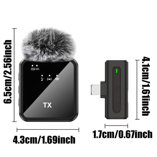 Wireless Lavalier Lapel Microphone, Professional Noise Reduction Recording Clip Mic for Creator Interview, Portable Microphone for Iphone & Type C Devices