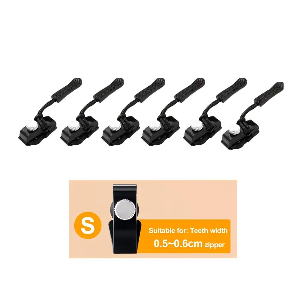 6 Pcs Universal Instant Zipper Repair Replacement Sliding Teeth Rescue Zipper Fixer Screw on for Bag 3 Different Size Sewing Kit