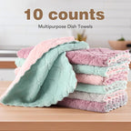 10 Counts Cleaning Cloth for Kitchen, Microfiber Premium Fabric Cloths, Double-Sided Dish Cleaning Cloths, Reusable Multi-Function Home Cleaning Cloth, Random Colors