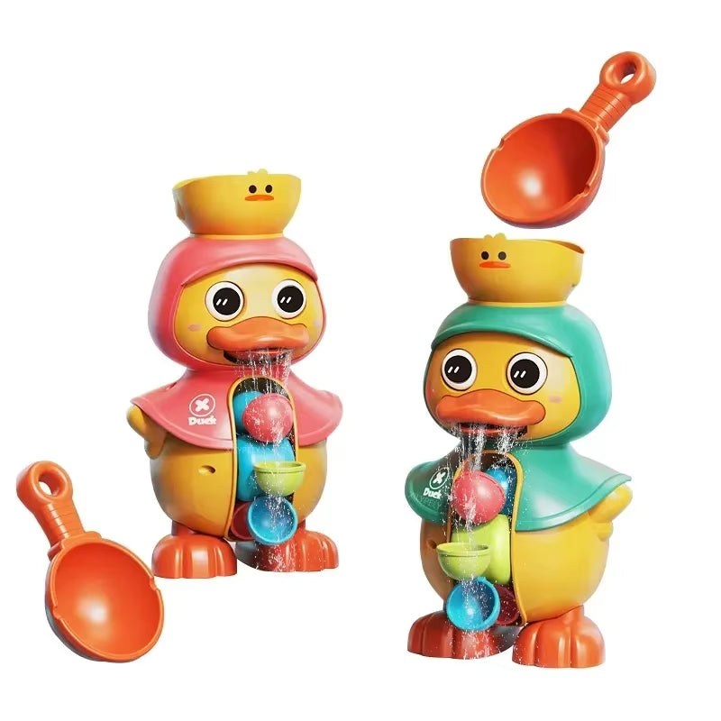 Kids Shower Bath Toys Cute Duck Bathtub Toys for Toddlers 1-4 Years Old with Rotating Water Wheels Bathroom Power Suction Water
