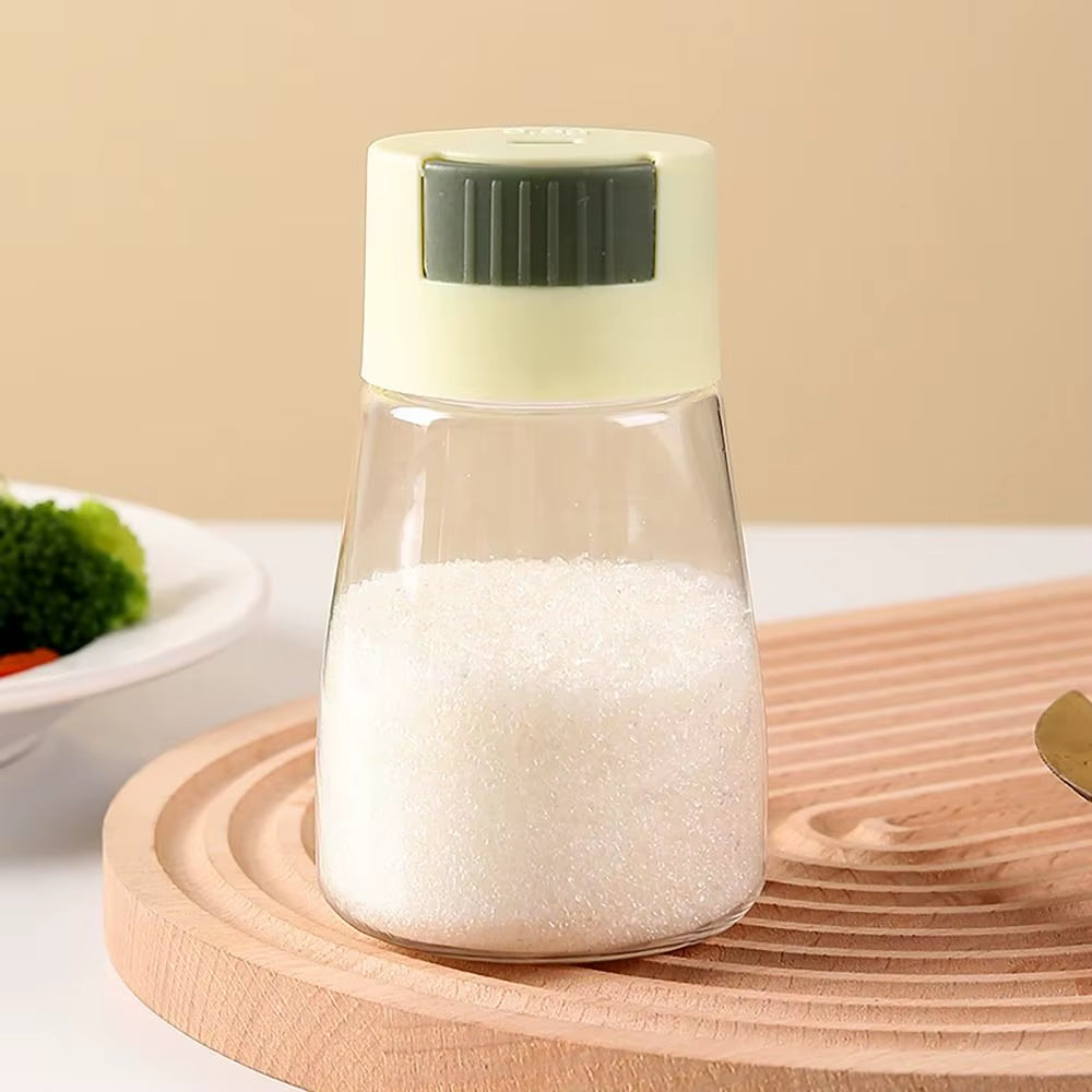 0.5G Quantitative Seasoning Container Dustproof Press Type Seasoning Jar Seasoner Storage Salt Dispenser for Home Kitchen