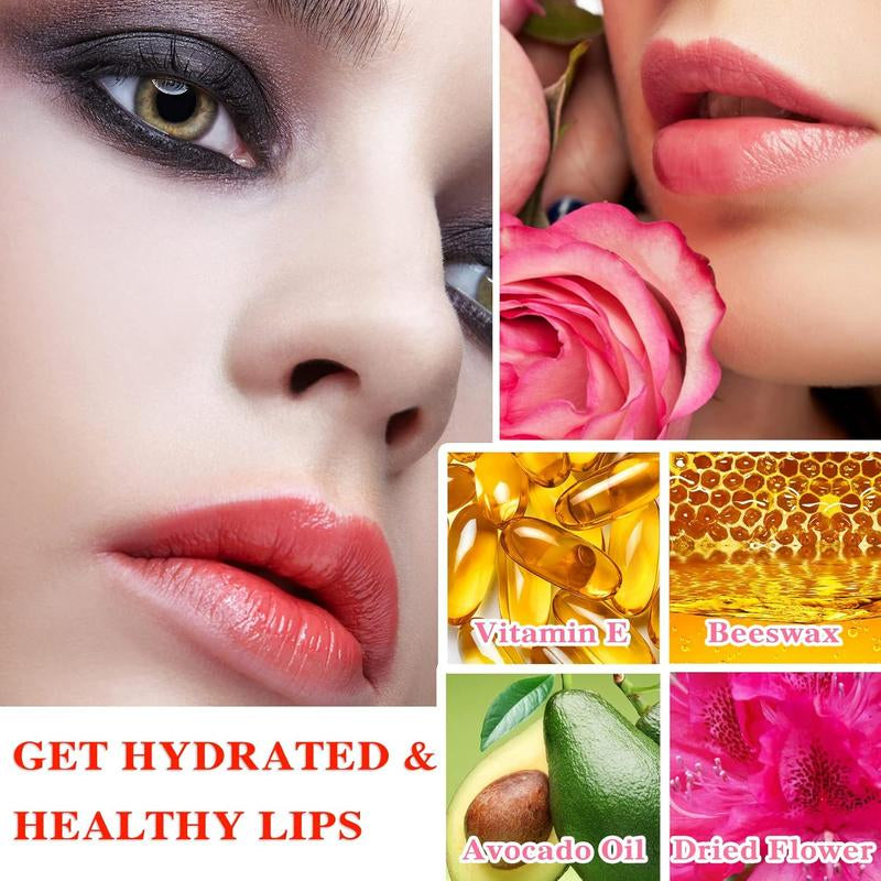 6-Pack Crystal Flower Jelly Lipstick – Long-Lasting Moisturizing Lip Balm, Magic Temperature-Activated Color Change Lip Gloss Makeup Moisturizer