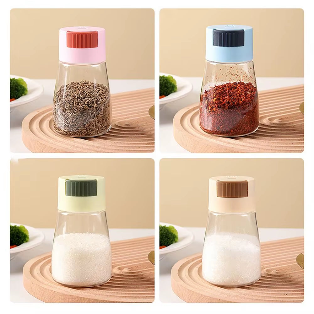 0.5G Quantitative Seasoning Container Dustproof Press Type Seasoning Jar Seasoner Storage Salt Dispenser for Home Kitchen