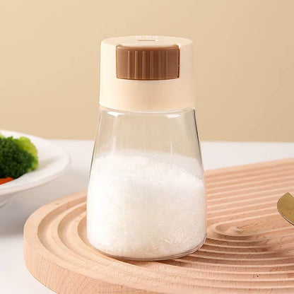 0.5G Quantitative Seasoning Container Dustproof Press Type Seasoning Jar Seasoner Storage Salt Dispenser for Home Kitchen