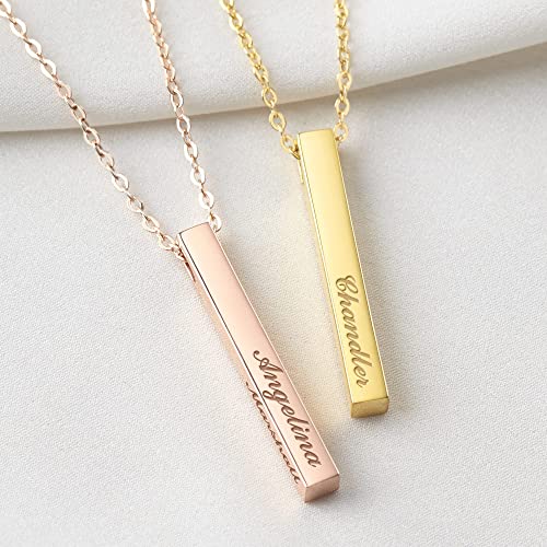 Personalized Mother Necklace, 4 Side Bar Necklace, Kids Names Necklace Green Millie