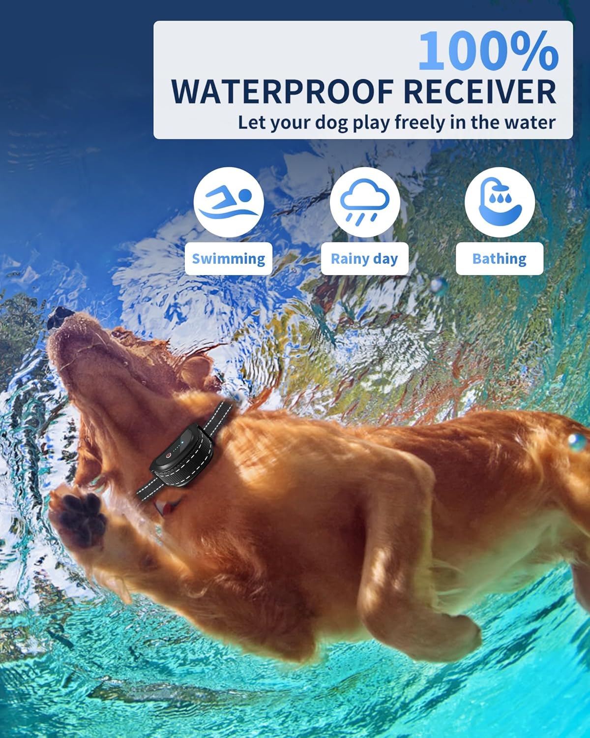 Dog Training Collar with Remote - Waterproof Shock Collar for Dogs Adjustable Levels (1-99) Beep Vibration Shock Flashlight Rechargeable Dog E Collar for Training Small Medium and Large Dogs