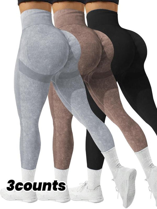 Women'S Solid High Waist Sports Leggings, Scrunch Leggings for Women, Sporty Comfy Breathable Skinny Pants for Yoga Gym Workout Running, Yoga Legging Pants, Ladies Activewear Sportswear for All Seasons, Gym Clothing