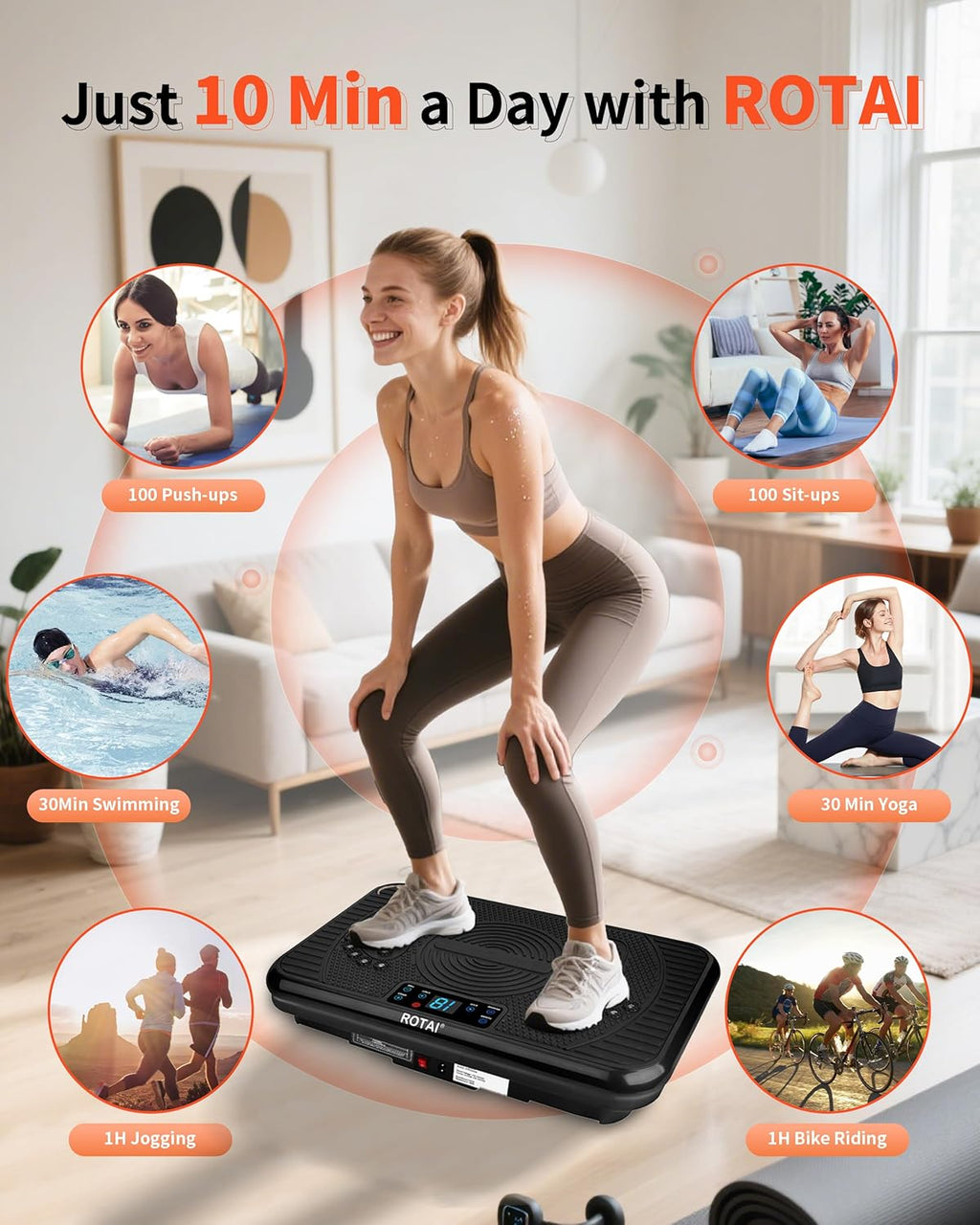 Máquina de Ejercicio con Vibración Shake Plate para Masaje Drenaje Linfático y Pérdida de Peso, Vibrador de Cuerpo Entero con Capacidad de 180 kg para Hombres y Mujeres