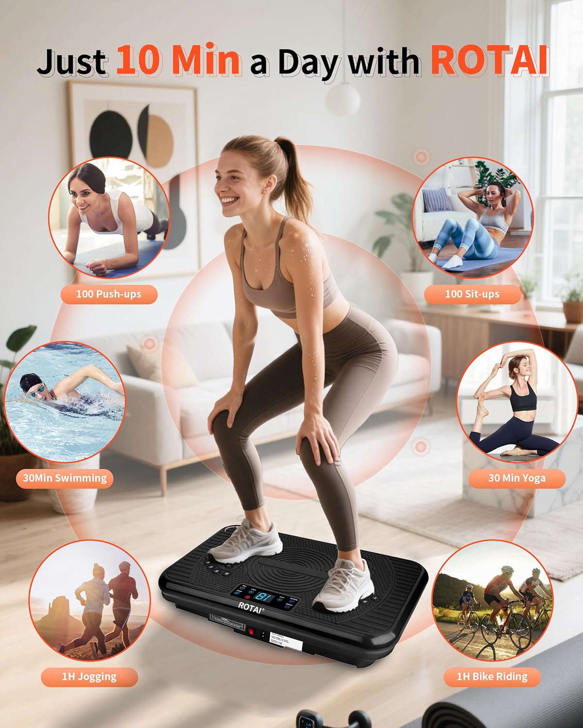 Shake Plate Vibration Exercise Machine for Lymphatic Drainage Massager &amp; Weight Loss, 400 lbs Capacity Whole Body Vibrating Plate Workout for Women and Men