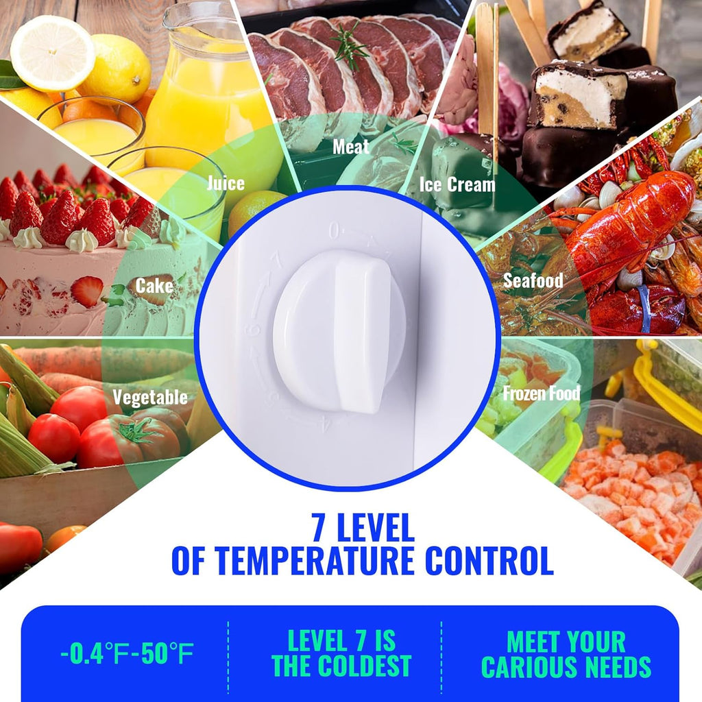 Minirefrigerador con congelador, doble puerta, estantes de vidrio ajustables, tirador desmontable, control de temperatura de 7 niveles, ideal para dormitorio, oficina, apartamento, azul