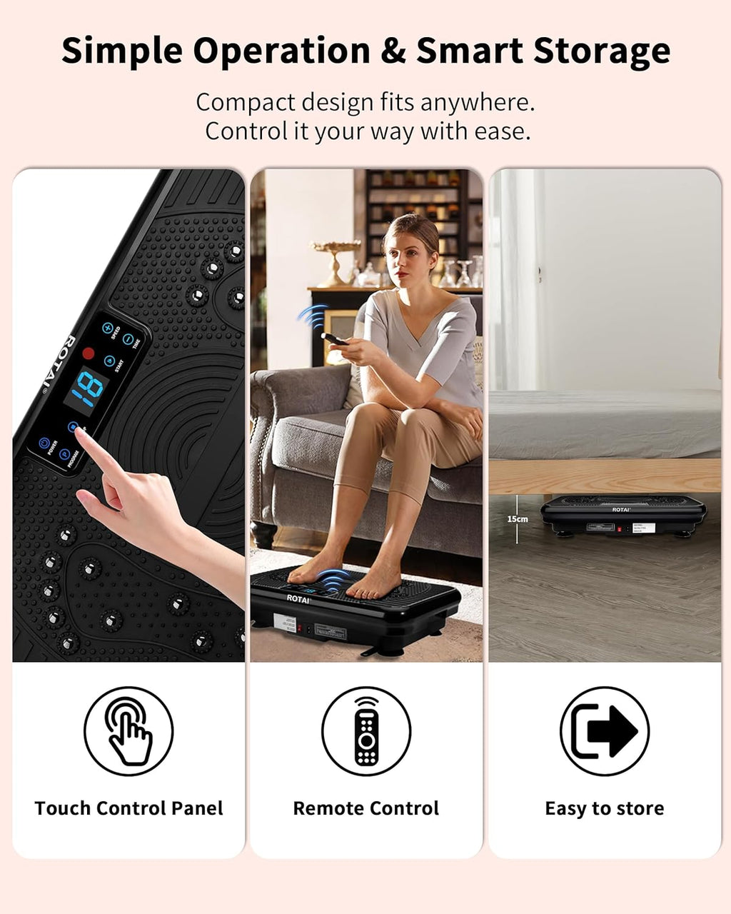 Máquina de Ejercicio con Vibración Shake Plate para Masaje Drenaje Linfático y Pérdida de Peso, Vibrador de Cuerpo Entero con Capacidad de 180 kg para Hombres y Mujeres