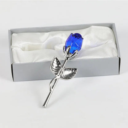 Valentines Day Gift Crystal Glass Rose Artificial Flower Silver Gold Rod Rose Flower for Girlfriend Wedding Gifts for Guest Shop1104358055 Store