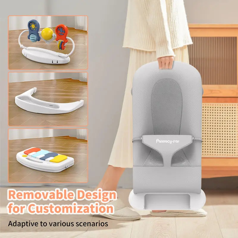 Three In One Baby Bouncer With Detachable Piano Pedals And Feeding Tray