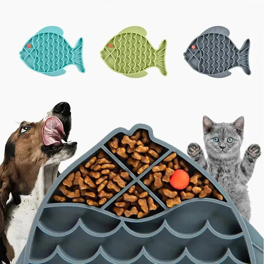 Fish Shape Silicone Lick Mat - Slow Feeding Food Bowl for Pets CDDMPET Official Store