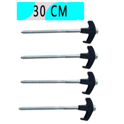 Screw in Tent Stakes 4 Pcs Tent Stakes Heavy Duty - Ground Anchors Screw in Tent Pegs Camping Stakes Metal Threaded Spikes