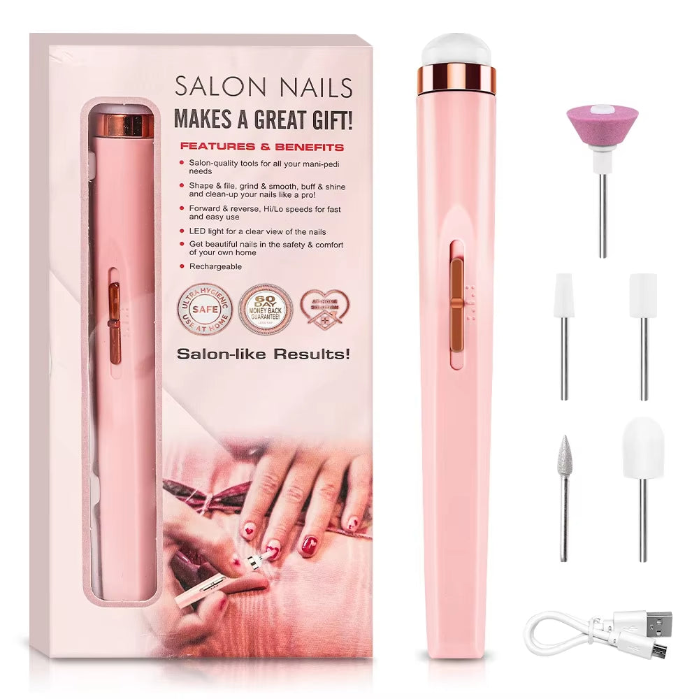 Rechargeable Electric Nail Grinder Nail Polishing Machine Portable Mini Electric Driil Manicure Art Pen Tools for Gel Removing