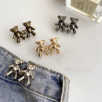 2Pcs Adjustable Jean Buttons Pins Cute Bear Pants Button Pins No Sew and Tools Instant Pant Waist Tightener for Loose Jeans