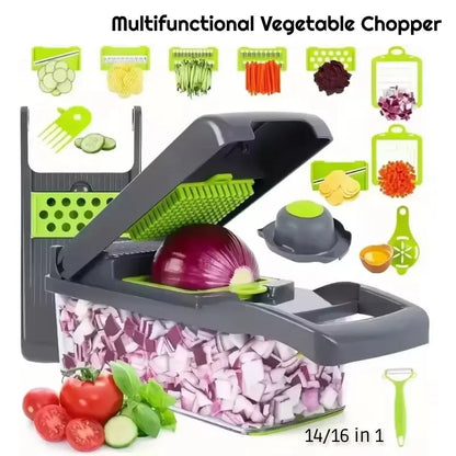 Multifunctional Vegetable Chopper 14/16 in One Chopper Handle Food Grate Chopper Kitchen Vegetable Slicer Dicing Machine Cutting YL Kitchens Store