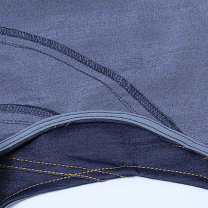 Round Neck A-Line Denim Midi Dress