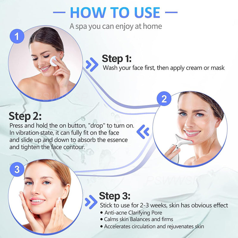 Neck & Face Massager - 3 Color Modes For Skin Rejuvenation and  Face Sculpting Amenos Dropshipping Store