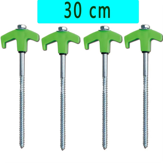 Screw in Tent Stakes 4 Pcs Tent Stakes Heavy Duty - Ground Anchors Screw in Tent Pegs Camping Stakes Metal Threaded Spikes