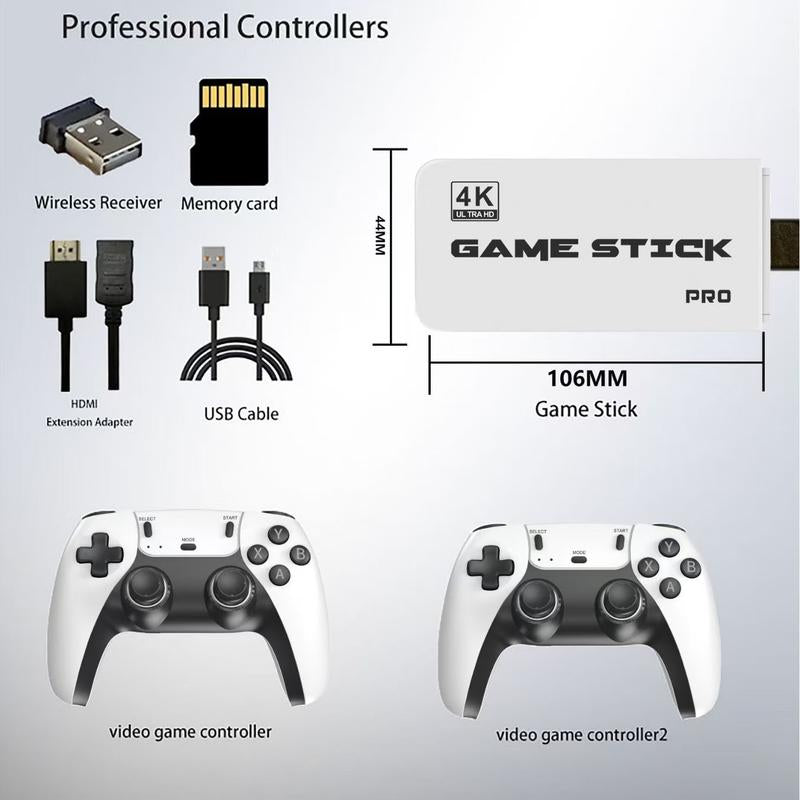 Upgraded Retro Game Stick with 20,000+ Games, 4K Wireless HDMI Output, Plug and Play, Support Including 20+ Emulators