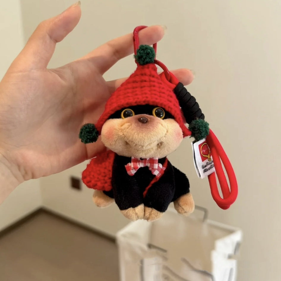 Llavero de muñeca con colgante de abeja y cachorro con sombrero