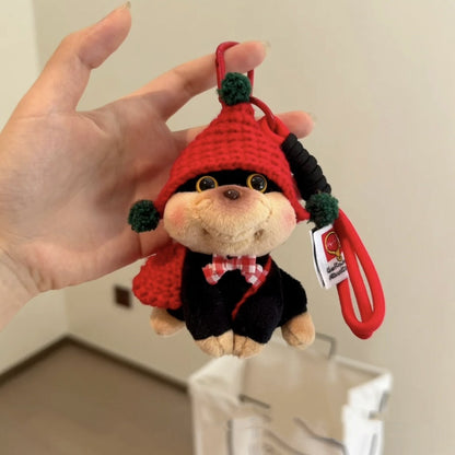 Llavero de muñeca con colgante de abeja y cachorro con sombrero