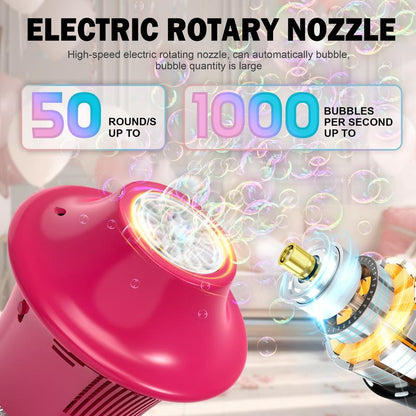 Hosim Bubble Machine Automatic,Height 47 Inches Vertical Bubble Machine for Parties, Outdoor Battery Bubble Maker with Lights,Bubble Blower Machine for Wedding Kids Toddlers Birthday Party Pink