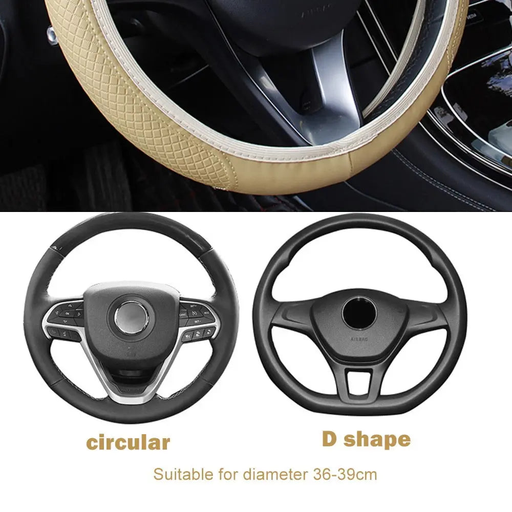 Anti-Slip Car Steering Wheel Cover - Embossed Leather Stone's Store