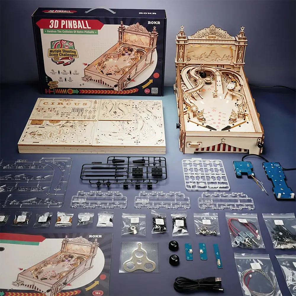 ROKR 3D Puzzle Pinball Machine Wooden Puzzle Brainteaser Building Toy For Adult Big Save Store